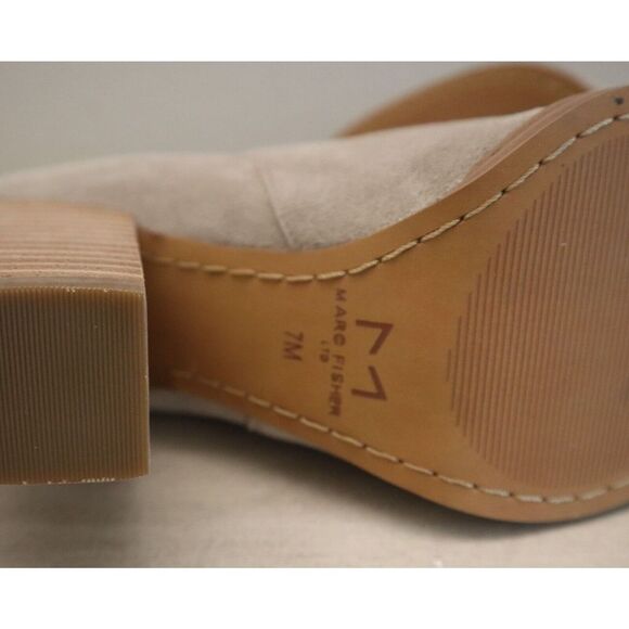 Marc Fisher Women's Sz 7M Beige Alva Pointed Toe Block Heel Ankle Booties $200 - Picture 7 of 9